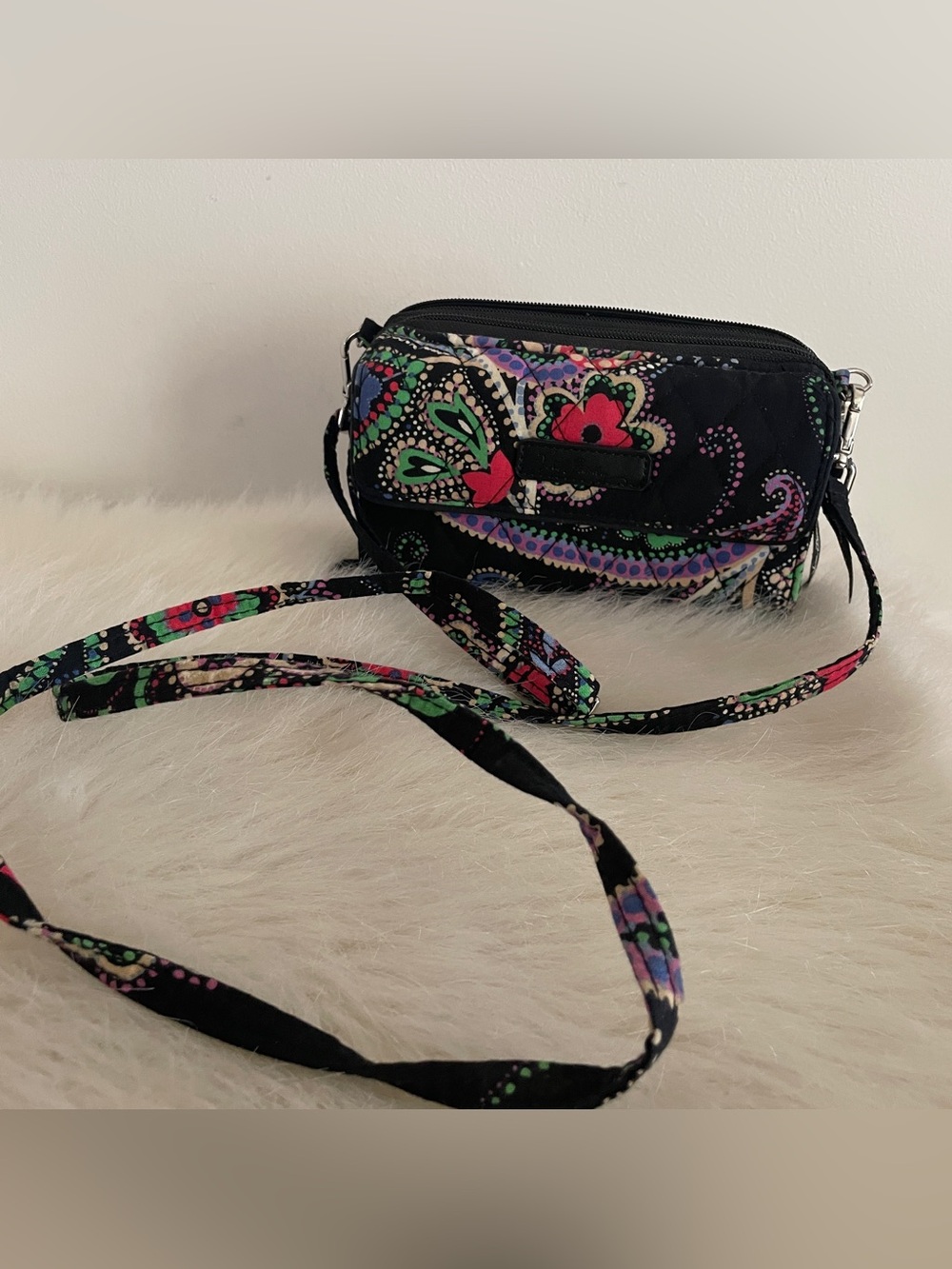 Vera Bradley Quilted Floral wallet Crossbody Bag - Black Multi